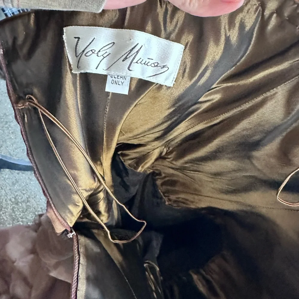 Yoly Munoz Strapless Brown Embroidered Silk Evening Gown - Picture 6 of 6